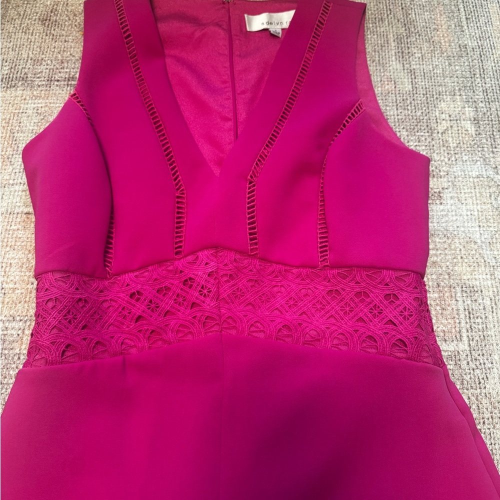 Adelyn Rae Fuchsia Lace Detail Jumpsuit - Picture 2 of 6